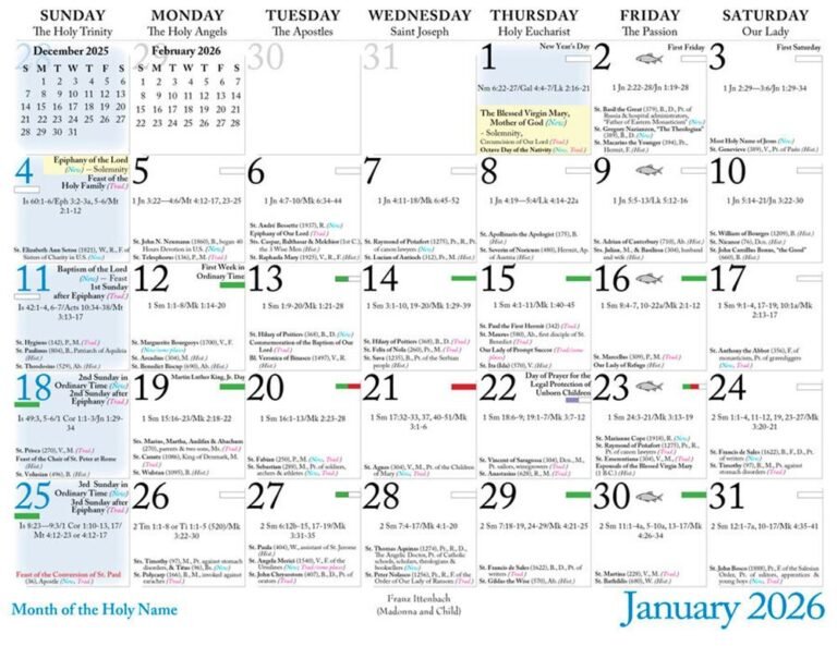 Roman Catholic Calendar 2026 Pdf