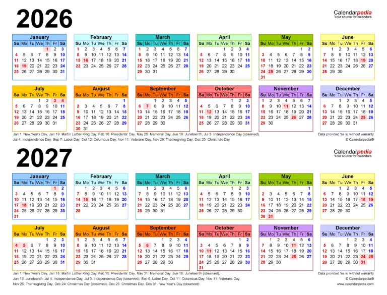 2026 2027 Monthly Calendar Printable