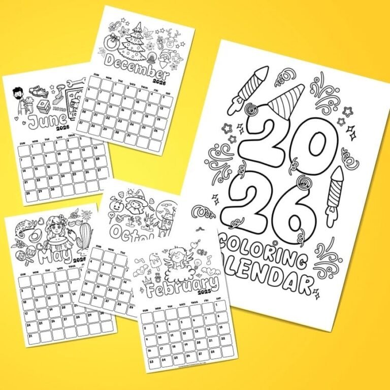 Free Printable Coloring Calendar 2026