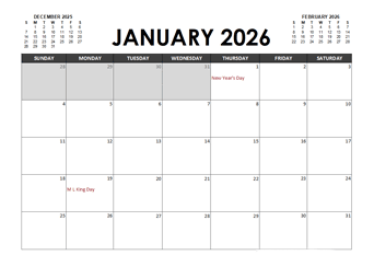 2026 Calendar Excel Free Download