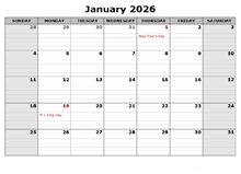 Printable Calendar 2026 With Lines