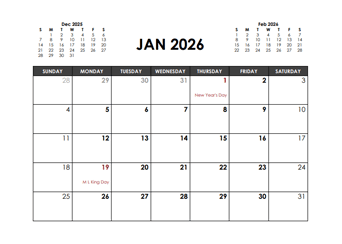 2026 Blank Calendar Printable Free