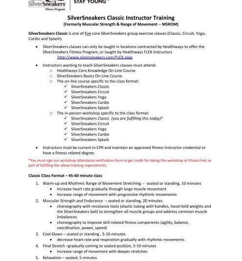 Requirements To Teach Silver Sneakers Group Exercise Classes