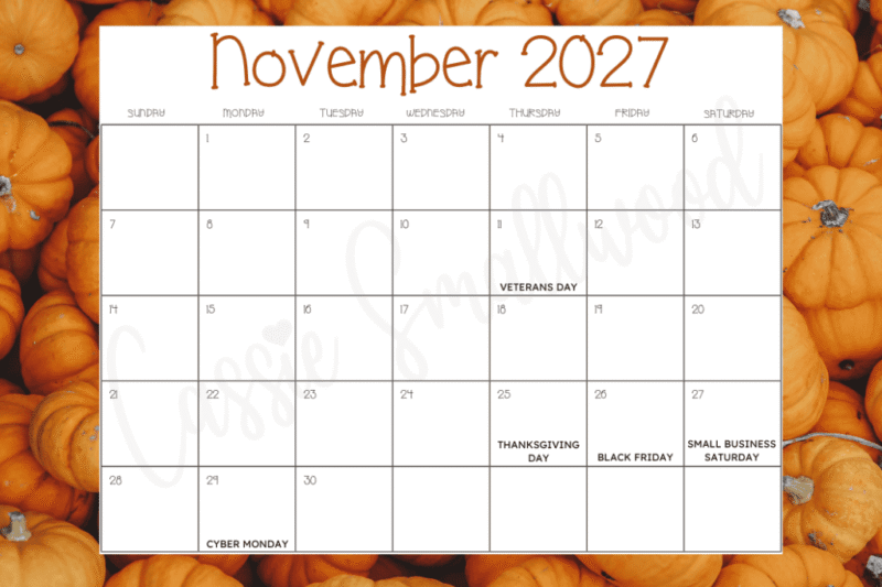 Master Your Time with the Ultimate Novermber 2027 Calendar Guide