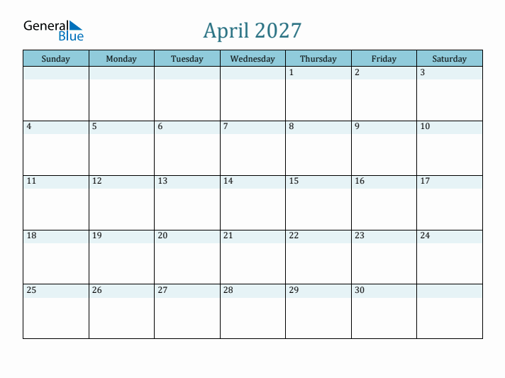 Print April 2027 Calendar: Your Ultimate Guide to Organized Planning
