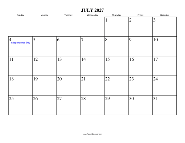 Master Your Schedule with the Ultimate Calendar For July 2027