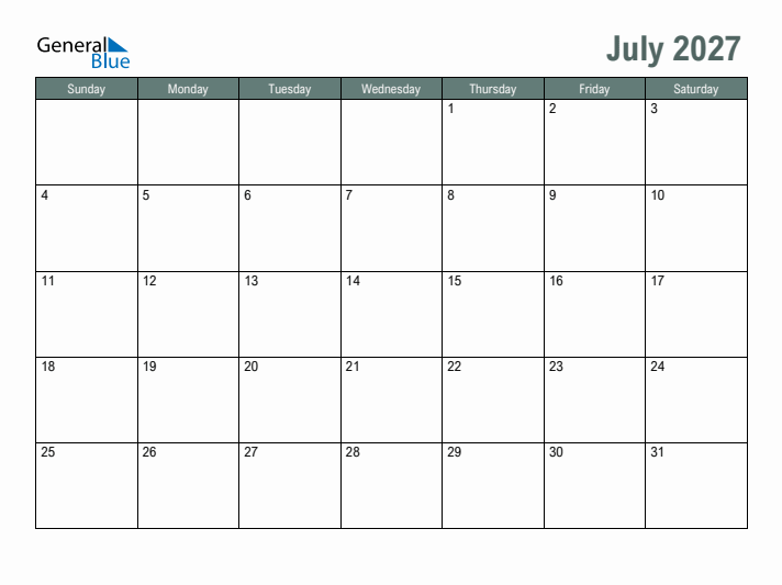 July 2027 Printable Calendar: Your Ultimate Planning Companion