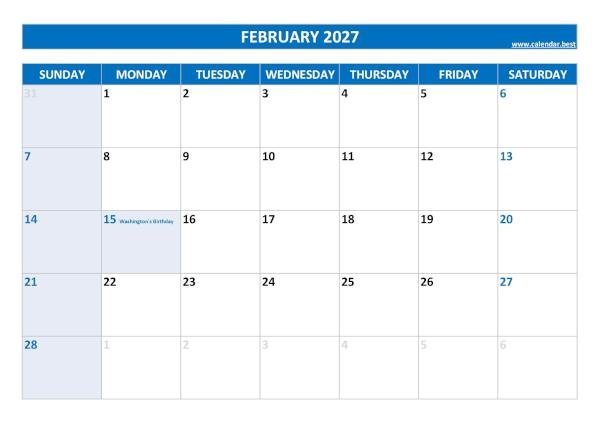 Master Your Schedule with the Feb 2027 Calendar With Holidays: Plan Smarter Today