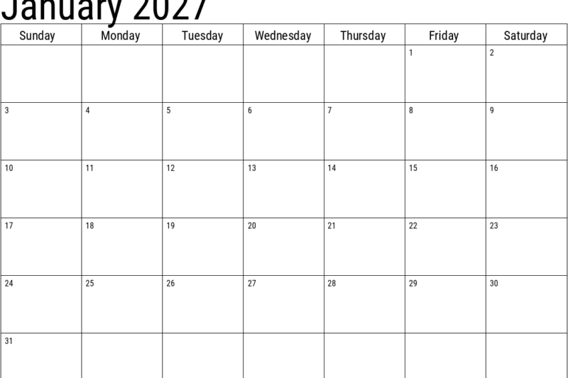 2027 Calendar January: Your Ultimate Guide to Kickstart the Year Right