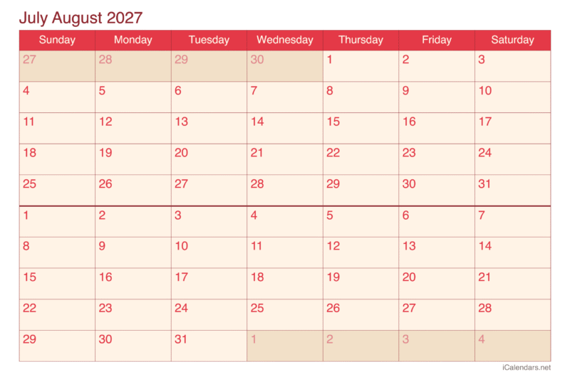 Plan Ahead with the Ultimate July August 2027 Calendar Guide