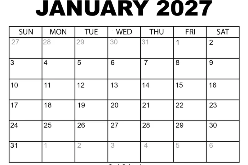 January 2027 Calendar With Holidays: Plan Your Month Efficiently