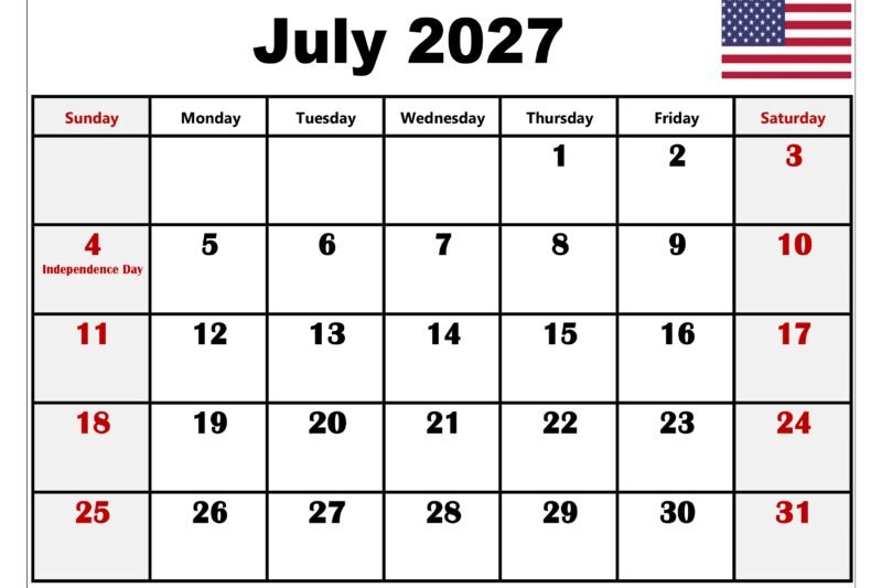 Master Your Time with Calendars For July 2027: Essential Planning Guide