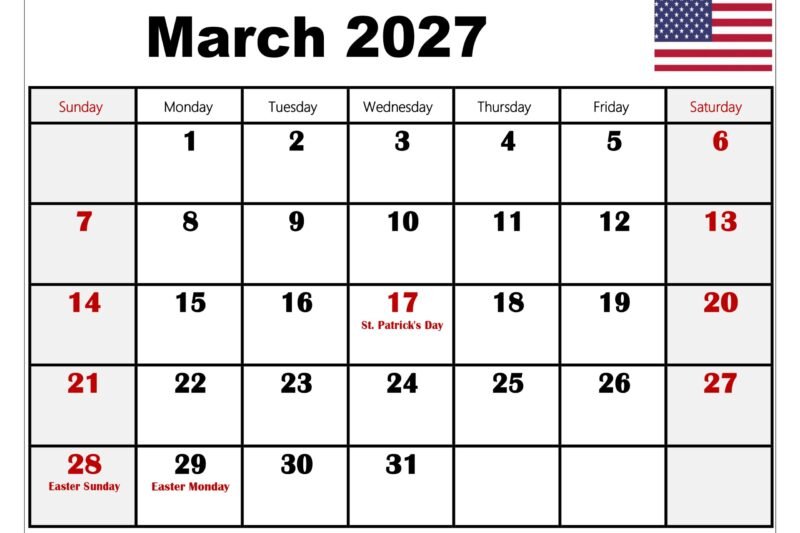 Plan Perfectly with Calendar March 2027: Your Ultimate Guide to the Month
