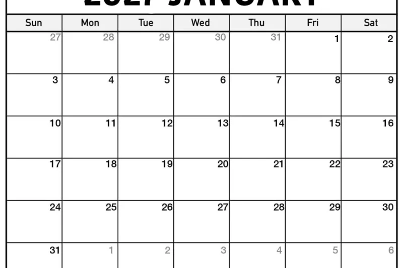 Master Your Month with the Printable January 2027 Calendar With Holidays – Plan Like a Pro!