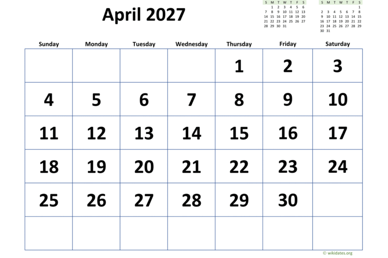 April 2027 Calendar: Your Ultimate Guide to Planning & Productivity