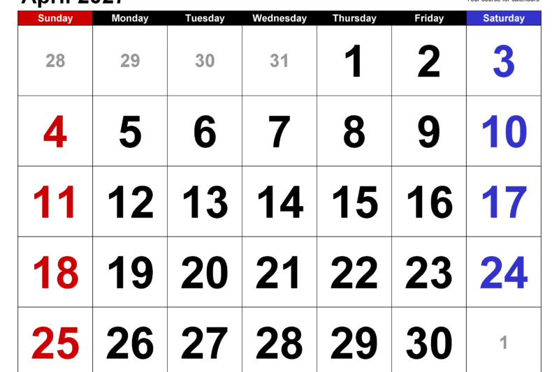Master Your Schedule with the Ultimate Calendar For April 2027