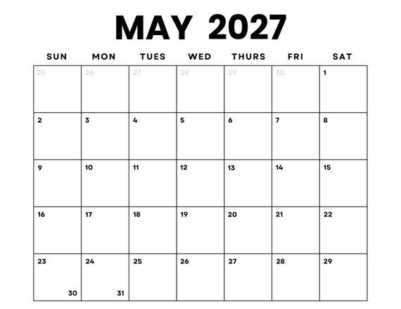 May Calendar 2027 Printable: Your Ultimate Planning Companion