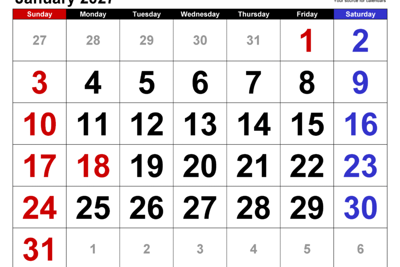 Master Your Schedule with the Janurary 2027 Calendar: Essential Planning Guide