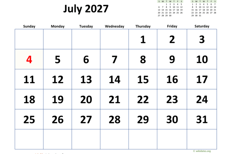 July 2027 Calendar Printable: Your Ultimate Planning Companion