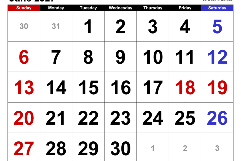 2027 June Calendar: Your Ultimate Guide to Planning and Productivity