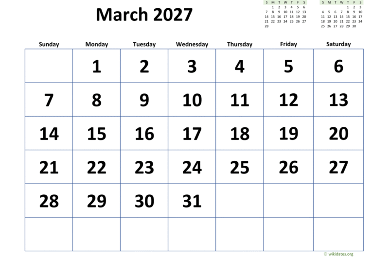 2027 March Calendar: Your Ultimate Monthly Planning Guide