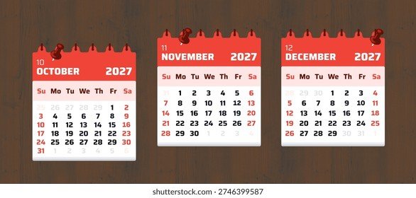 Oct Nov Dec 2027 Calendar