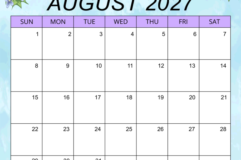 August 2027 Calendar Printable Free: Your Ultimate Planning Companion