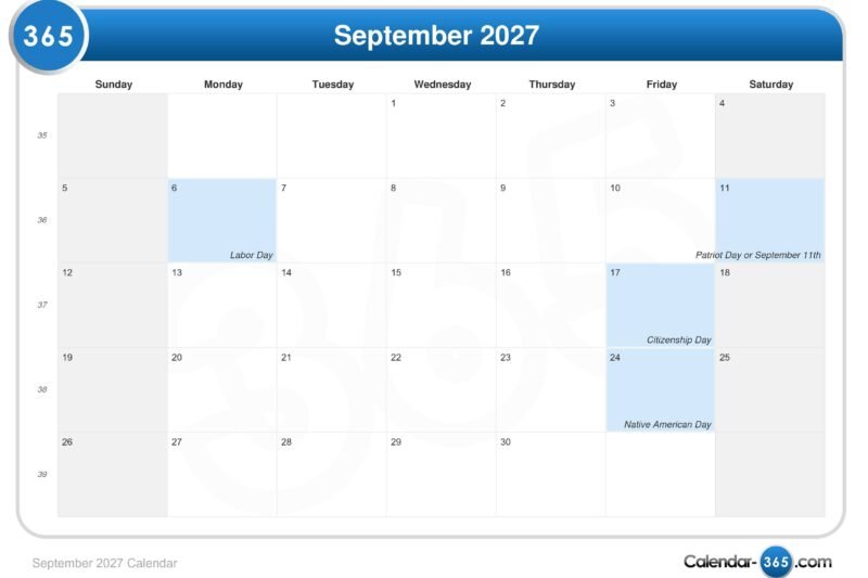 Master Your Schedule with the 2027 September Calendar: Essential Dates & Tips