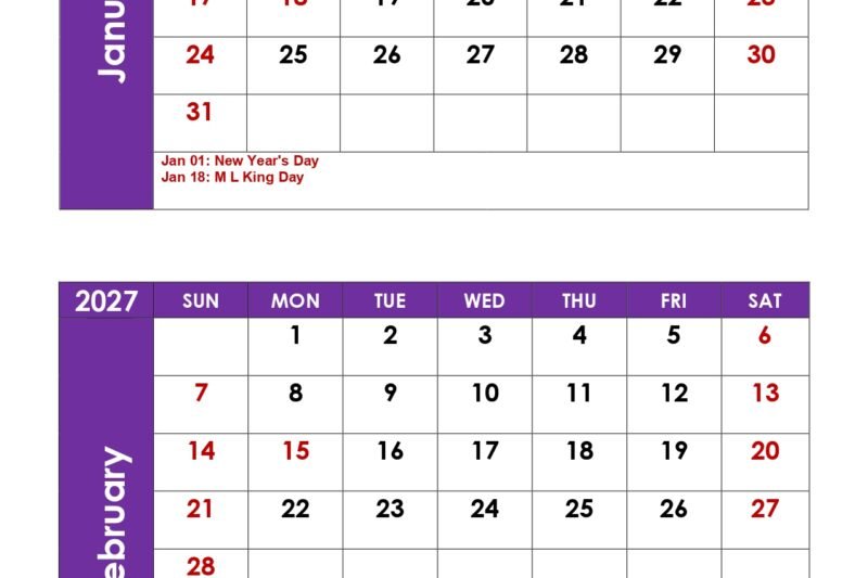 January And February 2027 Calendar