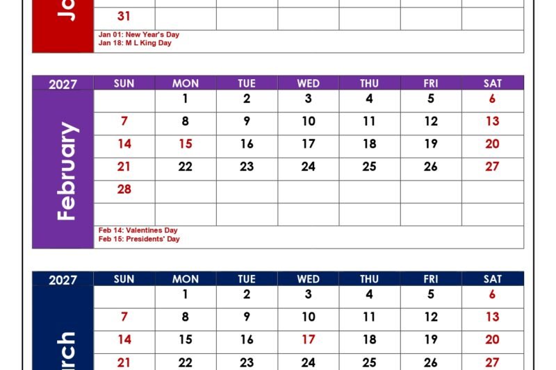 January 2027 March 2027 Calendar: Your Ultimate Guide for Q1 Planning