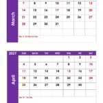 March And April 2027 Calendar 7 March and April 2027 Calendar with Holidays 1
