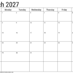 Printable March 2027 Calendar 8 2027 march calendar