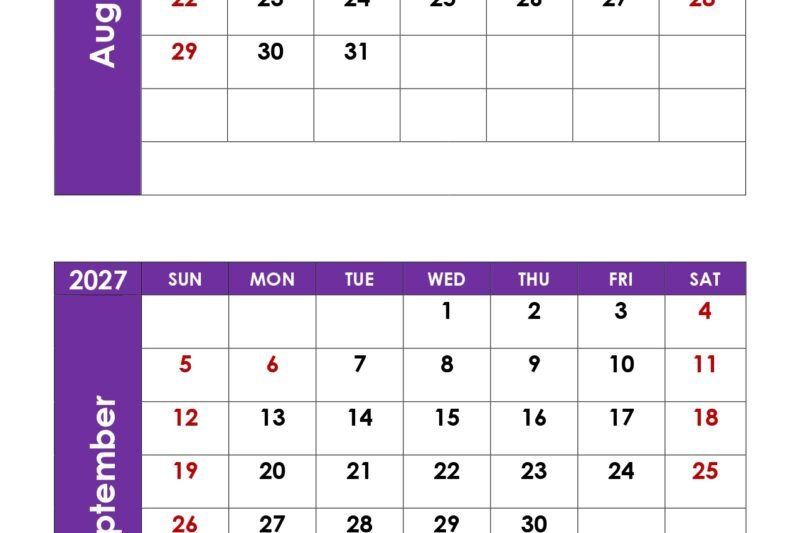 August September 2027 Calendar