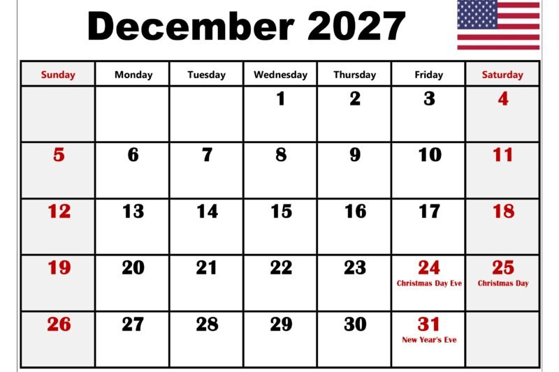 Holidays In December 2027