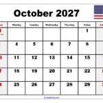 October Printable Calendar 2027 7 October 2027 Calendar with Holidays 1