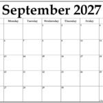 Blank September 2027 Calendar 9 September 2027 calendar b3