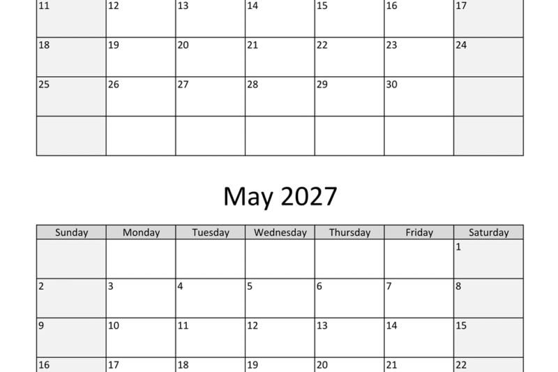 April And May 2027 Calendar