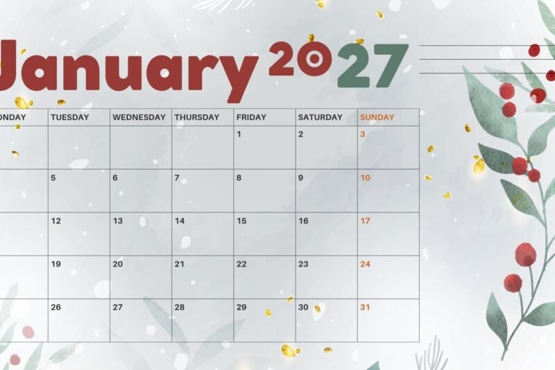 Canva Printable Monthly Calendar 2027