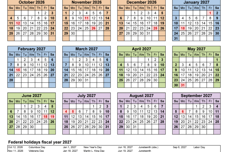 Tax Return Calendar 2027