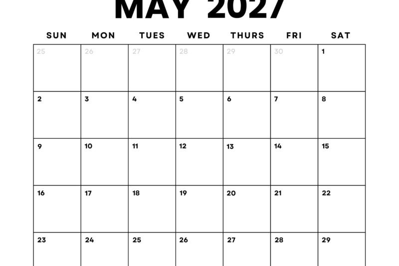 Printable Calendars May 2027