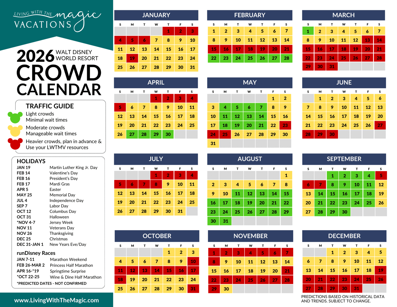 Walt Disney Crowd Calendar 2026