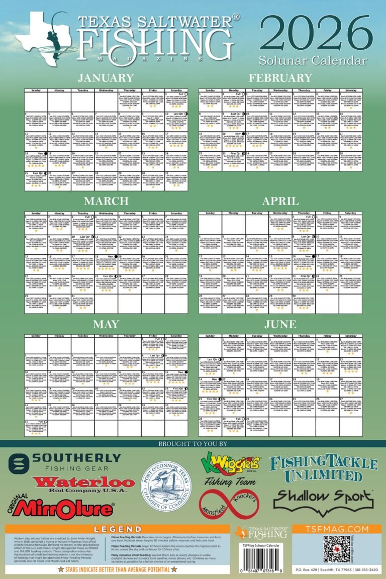 Solar Lunar Fishing Calendar 2026