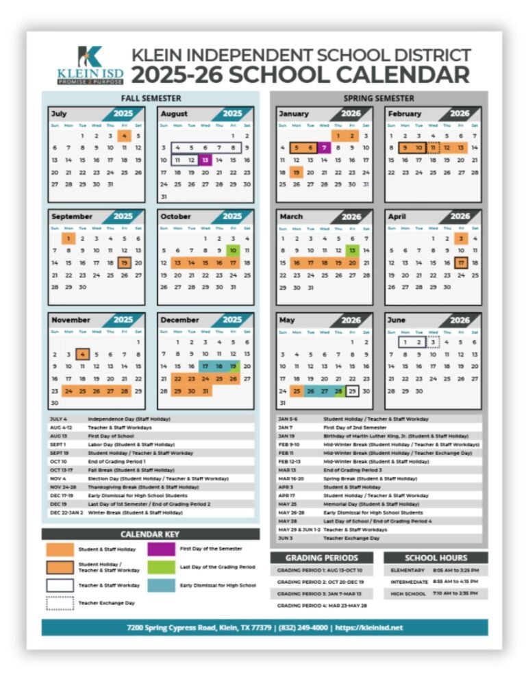 Klein Isd Calendar 26 27