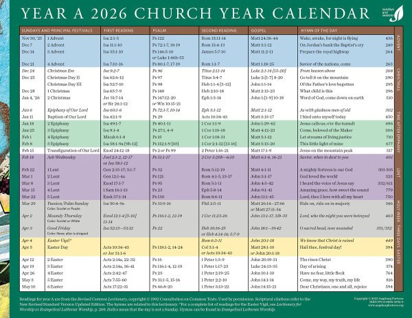 Lutheran Liturgical Calendar 2026 Pdf