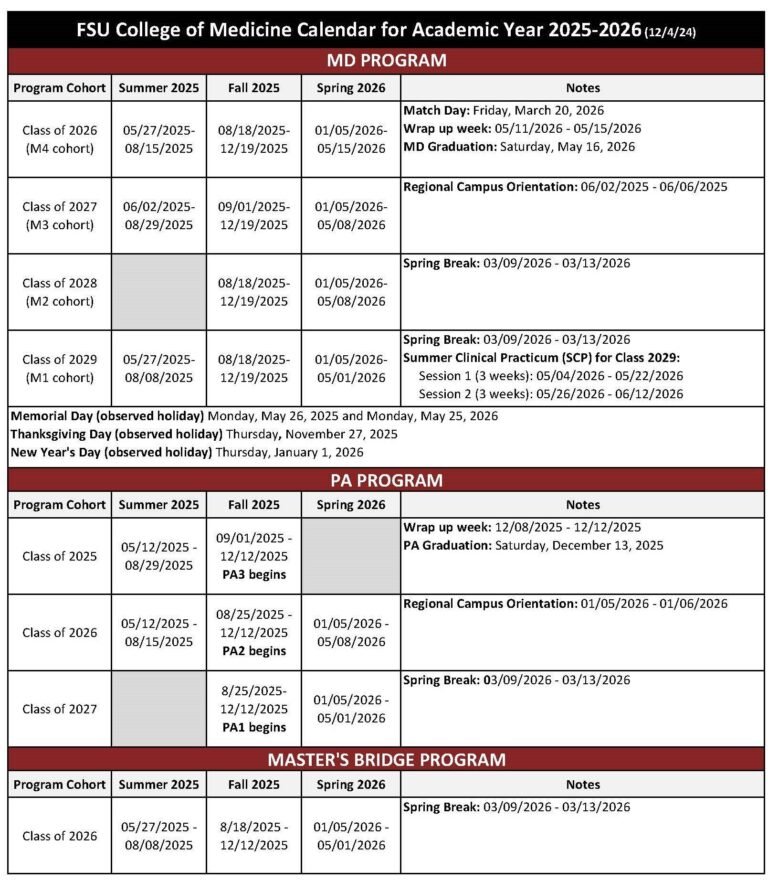 Fsu Academic Calendar Fall 2026