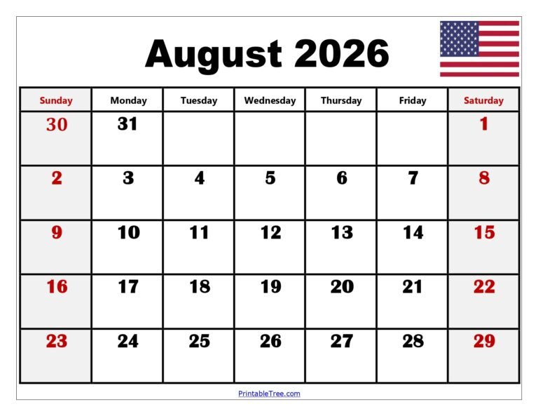 August Calendar 2026 Events