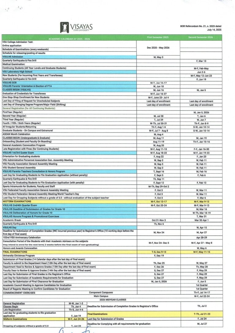 Vsu Academic Calendar Fall 2026