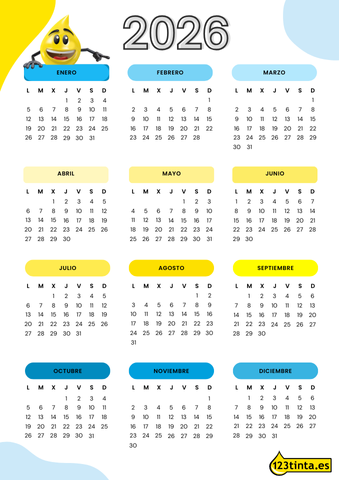 Calendario 2026 Para Imprimir Gratis