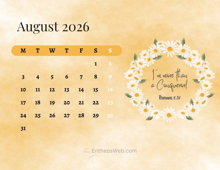 August 2026 Calendar Desktop Wallpaper