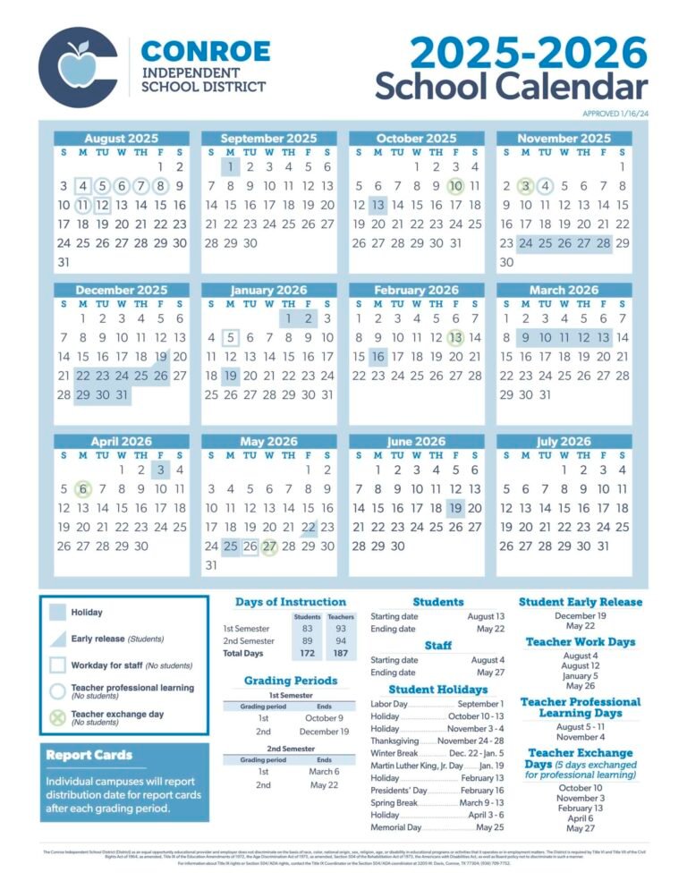 Conroe Isd Calendar 26 27